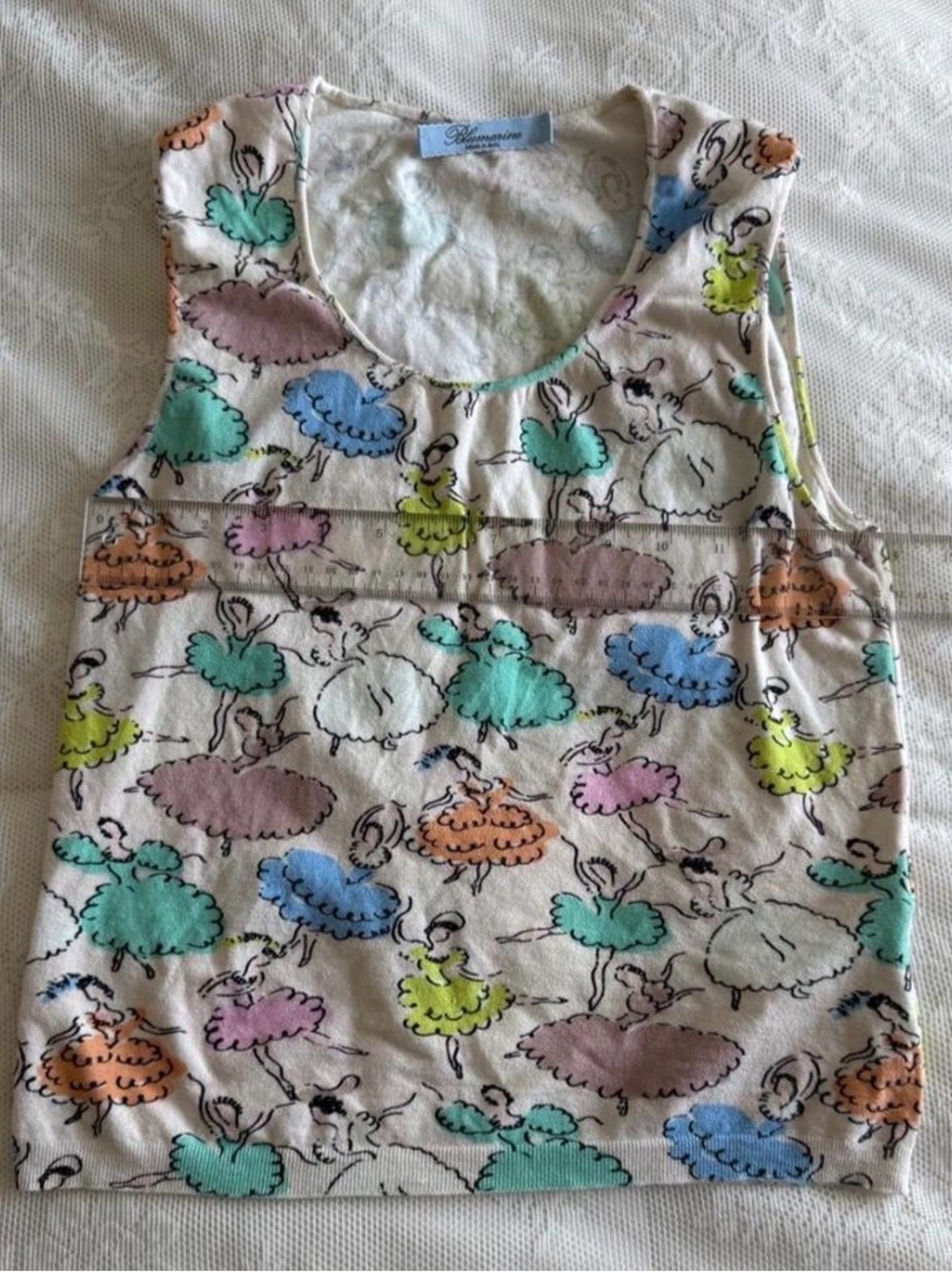Rare Blumarine Ballerina Print Tank Top - Pastel Multi Uptown Girks - Picture 3 of 3